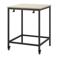 TROTTEN 桌子, 米色/碳黑色, 80x80 公分