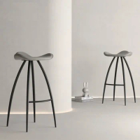 Bar stool bar stool bar chair leather wrought iron bar chair creative modern minimalist home light luxury minimalist bar stool