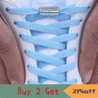 Metal Lock Round Elastic Shoelaces Flat Fashion Safety No Tie Shoelace Suitable For All Kinds Of Shoes off white Lazy laces