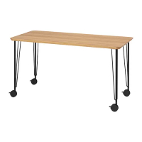 ANFALLARE/KRILLE 書桌/工作桌, 竹/黑色, 140x65 公分