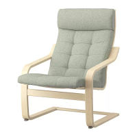 POÄNG 扶手椅, 實木貼皮, 樺木/gunnared 淺綠色