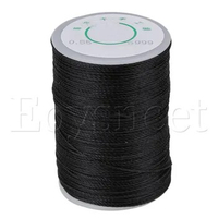 Black Leather Sewing Handicraft Round Polyester Waxed Thread Cord 0.55mm 113m