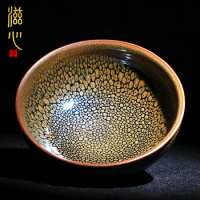 |Zi heart hand built lamp cup oil droplets partridge spot temmoku light ceramic kung fu tea set large master cup