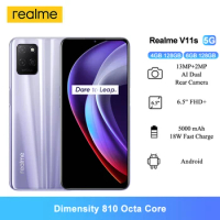 Realme V11s 5G Cell Phones 128GB ROM 6.5" Dimensity 810 Octa Core 8MP Front Camera 5000mAh Smartphones 18W Fast Charge