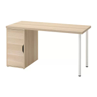 LAGKAPTEN/ALEX 書桌/工作桌, 染白色/橡木紋 白色, 140x60 公分