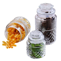 雕花玻璃儲物瓶廚房收納盒糖果密封儲物罐茶葉罐干果雜糧儲藏瓶子