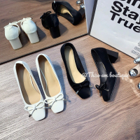 [Thảo Em- GC63] Giày nữ búp bê gót cao 5p phối nơ thời trang