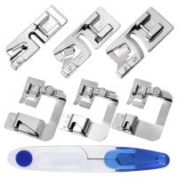 6Pcs Presser Foot Narrow Rolled Hemming Foot Kit for All Low Shank Snap-On Singer Brother Janome Sewing Machine