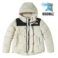 The North Face 女新款 WindWall 防風防潑透氣可調節連帽羽絨外套.夾克_米色 N