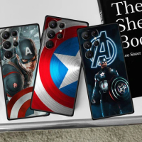Captain America Superhero For Samsung Galaxy S23 S22 S21 S20 FE S10 S9 S10E S8 Plus Ultra Lite 5G Black Phone Case
