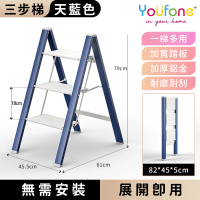 【YOUFONE】三步梯超輕鋁合金折疊梯/加厚多功能人字梯(粉色/綠色/天藍色)