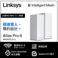 Linksys Atlas 6 Pro AX5400雙頻 MX5502 Mesh WiFi6網狀路由器(兩入)