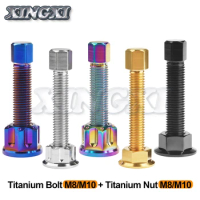 Xingxi Titanium Bolt M8/M10x47mm Hex head Screws pitch 1.25mm M8/M10 flange Titanium nut for motorcycle chain slack adjuster