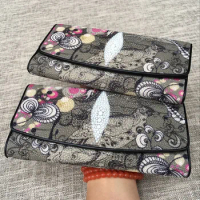 Authentic Exotic True Stingray Skin Female Zipper Coin Pocket Genuine Leather Lady Large Gray Clutch Wallet Women's Card Purse