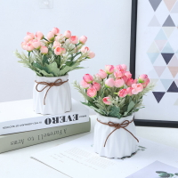假花仿真花玫瑰花束客廳擺設絹花干花插花藝裝飾桌面擺花綠植盆栽