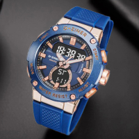 DISKON Dziner Jam Tangan Pria 8279 Rubber Double Time Water Resistant 3 ATM Watches