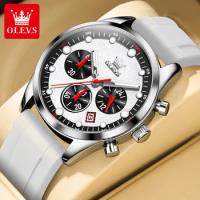 OLEVS 5602 Sport Quartz Watch Gift Round-dial Silicone Watchband Calendar Luminous