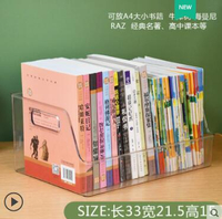 熱銷推薦-書本收納盒透明學生兒童繪本書桌整理神器桌面置物架A4書柜儲物筐-青木鋪子