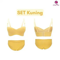 Chelyne BH SET ( Bra + CD ) Seamless Lycra V766 Polos Setelan Premium Half Cup Bra. SET BH+CD Kuning