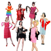 Women 1920s Flapper Costume Flapper Dress for Adult Halloween Purim Party Fancy Dancing Costumes(multicolour)