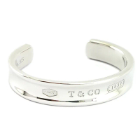 【Tiffany&Co. 蒂芙尼】925純銀-1837刻字系列寬版手環手鐲(展示品)