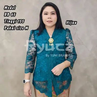 Ryuca - Puspa atasan kebaya wanita bahan brukat lapis furing zipper depan L Ld 105 cm Hijau