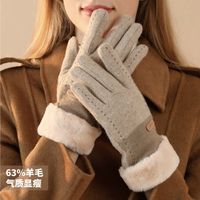 冬季女士羊毛保暖手套高檔觸屏騎行手套加厚防寒韓版戶外加絨手套