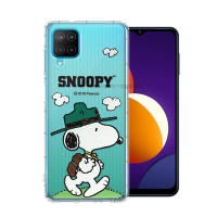 史努比/SNOOPY 正版授權 三星 Samsung Galaxy M12 漸層彩繪空壓手機殼(郊遊)