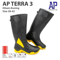 TERLARIS SEPATU BOOT TINGGI AP BOOTS AP TERRA 3 HITAM-KUNING SEPATU MOTOR