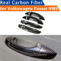 For Volkswagen Passat NMS 2011-2018 Accessories Real Carbon Fiber Door Handle Cover Frame Sticker Exterior Trim Bodykit