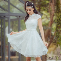 訂製款蕾絲旗袍白色短禮服【B7-98729】