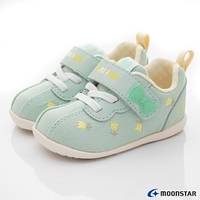 日本月星Moonstar機能童鞋赤子心系列小碎花學步款1417綠(寶寶段)