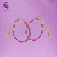 Forever Yours Ruby Bracelet -2mm faceted ruby beads with gold seed beads, Fits wrist sizes from 16 c
