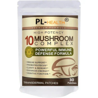 Advanced 10 Mushroom Complex Transdermal Patches for Brain Memory Focus Immune Support Lions Mane-Reishi-Cordyceps 30 Patches