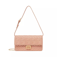 Fendi Baguette FF Quilted Wallet On Chain Bag Pink