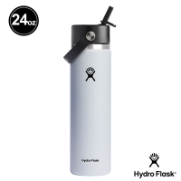 Hydro Flask 24oz/709ml 寬口 吸管 真空 保溫瓶 經典白