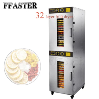 32 Layer Commercial Professional Fruit Food Dryer Stainless Steel Food Fruit Vegetable Pet Meat Air Dryer Electric Dehydrator