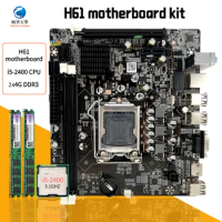 H61M LGA 1155 Intel Chipset SATA2.0 Port Socket DDR3 Support LGA1155 PCI E 8X Motherboard H61 i5-2400 CPU DDR3 8GB 1600Mhz RAM