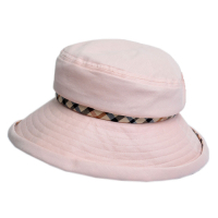 DAKS 日本製抗UV科技纖維格紋造型滾邊LOGO造型帽(粉紅色)