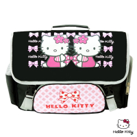 【Hello Kitty 凱蒂貓】橫式書背包(黑_C款)