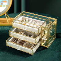 輕奢歐式玻璃首飾盒收納盒耳環耳環戒指項鍊手錶小飾品整理架