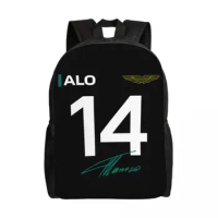 Customized Fernando Alonso 14 Aston Martin Backpack Men Women Fashion Bookbag for College School Bags