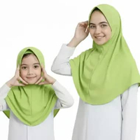 jilbab anak kerudung sekolah sd serut pita instan katun premium perempuan Hijau Stabilo (Uk. XL)