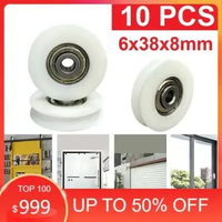 10pcs Roda Pagar Nilon Roda Katrol Bentuk U Ukuran 6x38x8mm Tanpa Rumah Roda Gerbang Bantalan Gulung