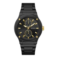 Jam Tangan Pria Guess Jet GW0795G3 Men Black Dial Black Stainless Steel Strap Hitam