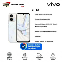 VIVO Y31d (4GB/128GB) | IPS LCD 6,75in 120Hz | Snapdragon 685 | Baterai 7200mAh 44W | Android 16 Ori