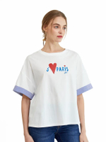 เสื้อยืดแขนสั้นผู้หญิง สกรีนลายกราฟฟิคลาย ELLE BE PARIS รุ่น W3K689 สีขาว