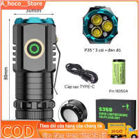 Đèn pin mini cầm tay siêu nhỏ siêu sáng tỏa S450X vỏ nhôm, chống nước IPX7, có móc gài, nam châm tiệ