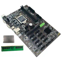 B250 BTC Mining Motherboard with DDR4 4GB 2666Mhz RAM+SATA 120G SSD LGA 1151 12XGraphics Card Slot for BTC Miner