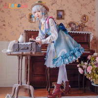 Lardoo Genshin impact Kamisato Ayaka Cosplay New Skin Lolita Dress Cosplay Game Kamisato Ayaka Costume Free Hat